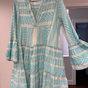 Devotion TWINS Green and White Bell Sleeve Sundress